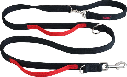 HALTI Control Lead Size Large Black, 2m, Professional Dog Lead to Stop Pulling on the Lead, Perfect for Puppy Walks, Easy to Use Double-Ended Dog Training Lead with 2 Handles - Comfort Style