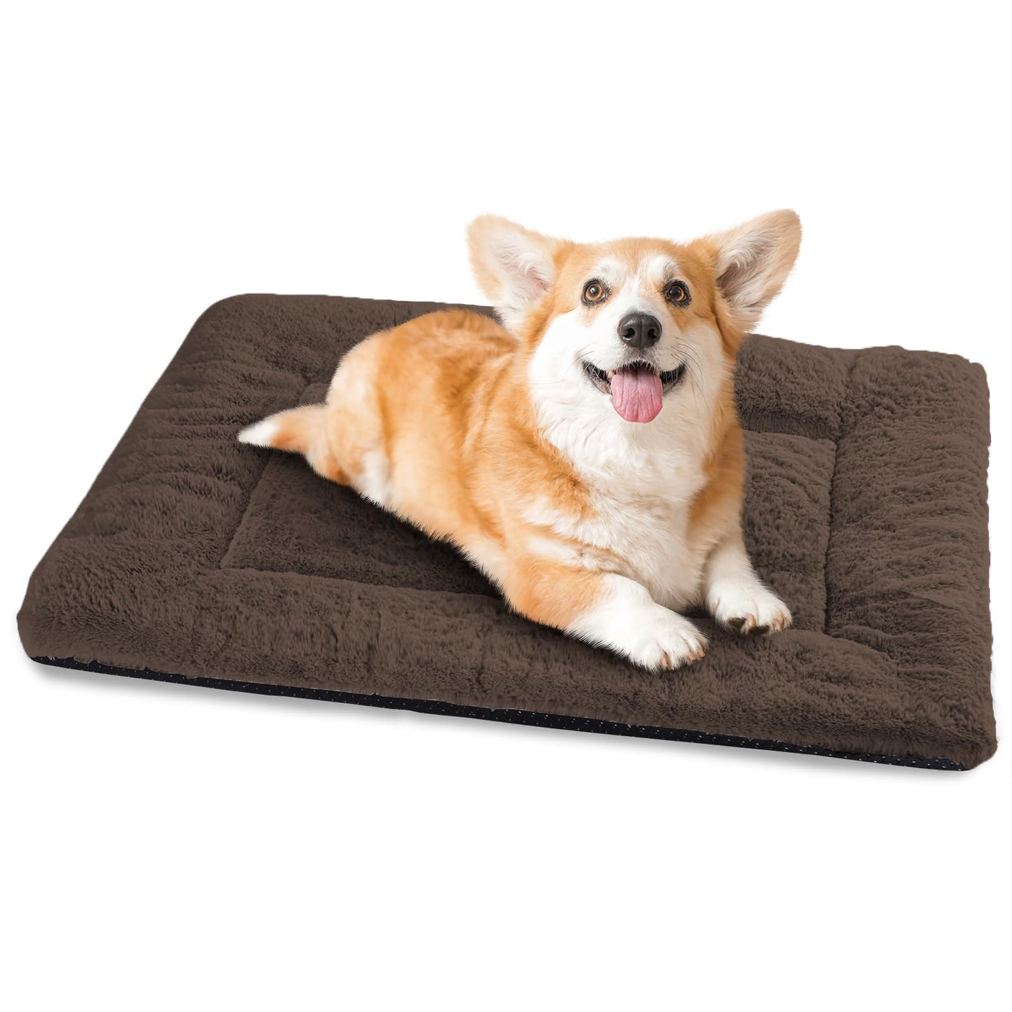 Baodan Washable Dog Bed for Medium Large Dogs Cats, Soft Dog Crate Mattress Mat, Fluffy Comfortable Pet Beds Pad Cushion- XL 106x71 cm, Grey