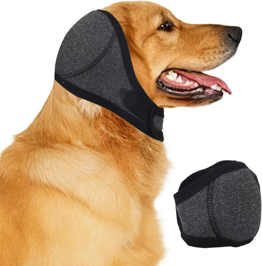 BOXOB Dog Ears Cover, Adjustable Dog Ear Muffs Noise Protection Comfortable Quiet Dogs Calming Hood Ear Head Wrap Cups Shower Cap Pet Supplies for Bath Grooming Thunder Fireworks (S)