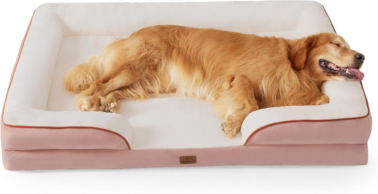Bedsure Dog Sofa Bed Extra Large - Washable Orthopedic Dog Beds and Couch with Removable Flannel Zipper Cover, XL Waterproof Human Dog Bed for Adults, 106x80x16cm - Comfort Style