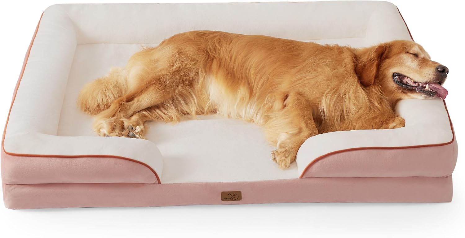 Bedsure Dog Sofa Bed Extra Large - Washable Orthopedic Dog Beds and Couch with Removable Flannel Zipper Cover, XL Waterproof Human Dog Bed for Adults, 106x80x16cm - Comfort Style