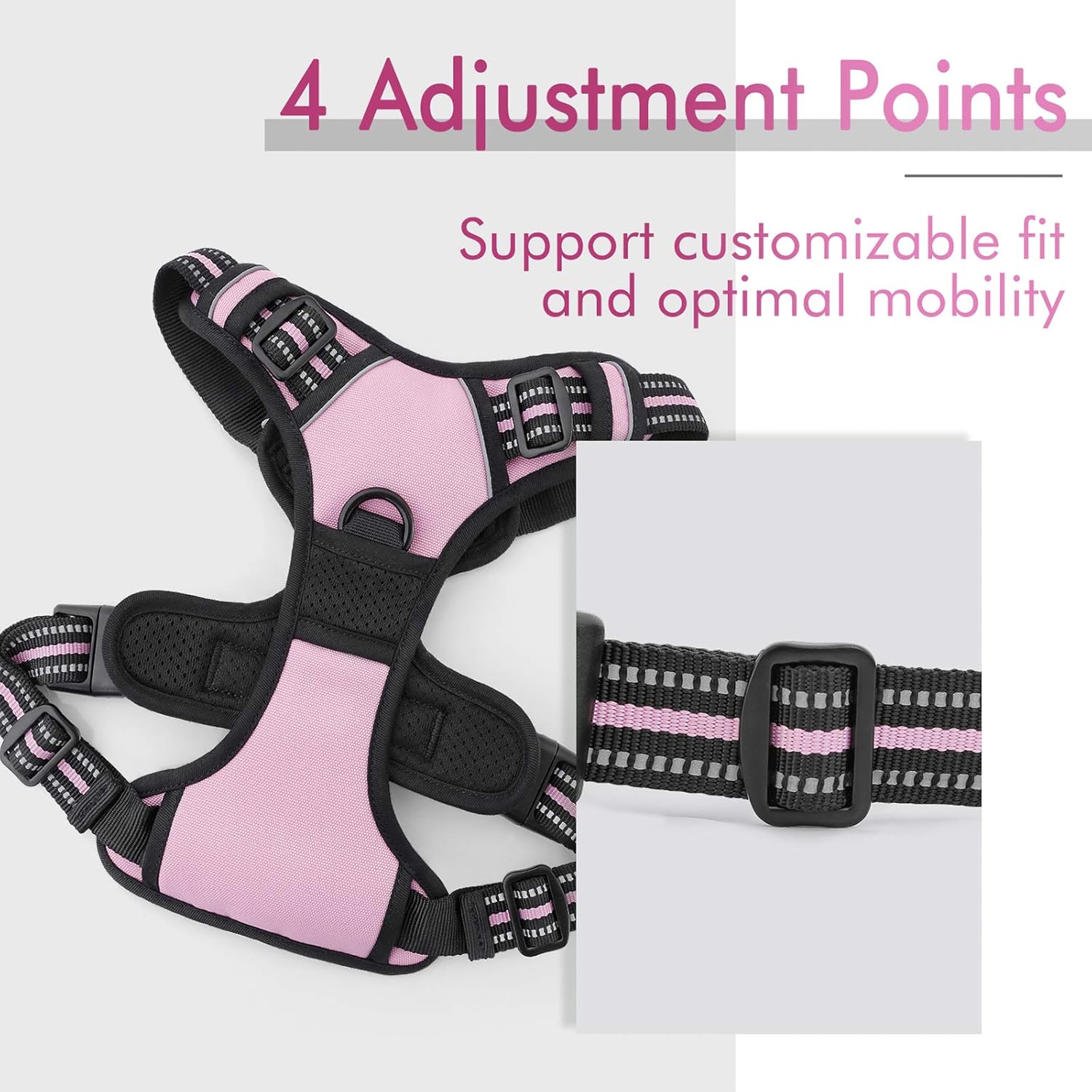 rabbitgoo Dog Harness Large Dog No Pull Pet Harness with 2 Leash Clips, Adjustable Soft Padded Pet Vest, Reflective No-Choke with Easy Control Handle for Training or Walking, Red, L - Comfort Style