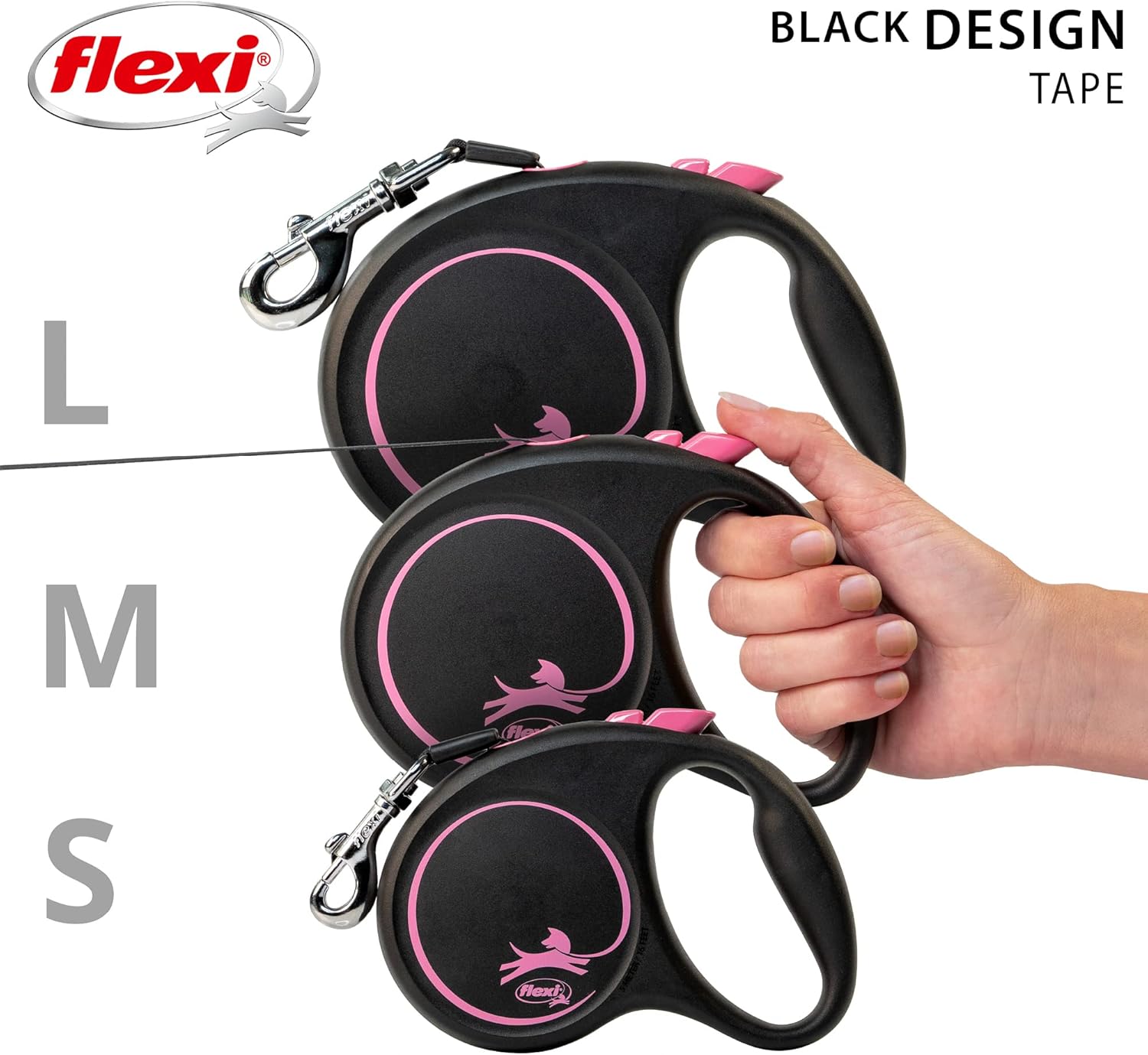 Flexi New Classic Tape Blue Large 8m Retractable Dog Leash/Lead for dogs up to 50kg/110lbs - Comfort Style