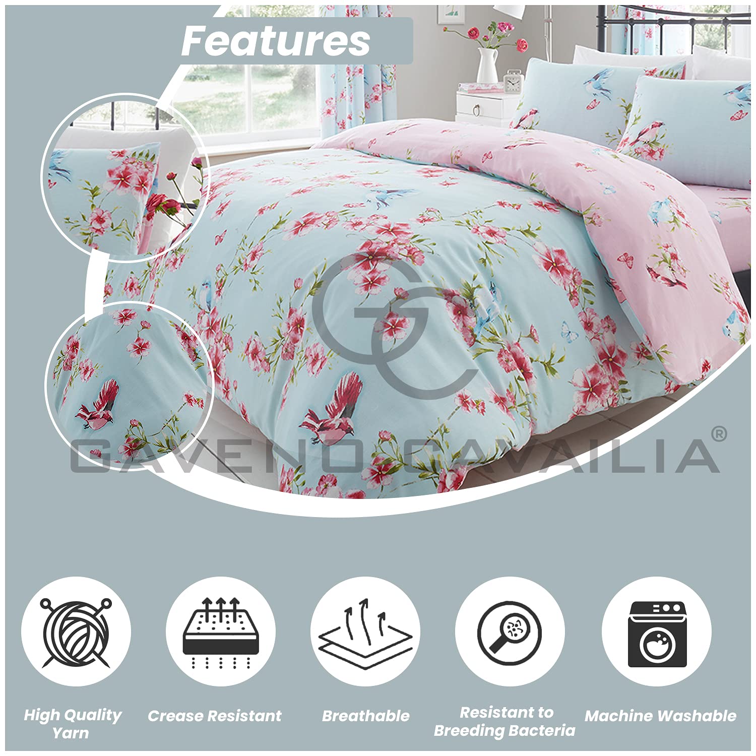GC GAVENO CAVAILIA Duvet Cover With Pillow Cases - Polycotton Quilt Cover - Bedding Set - Comfort Style