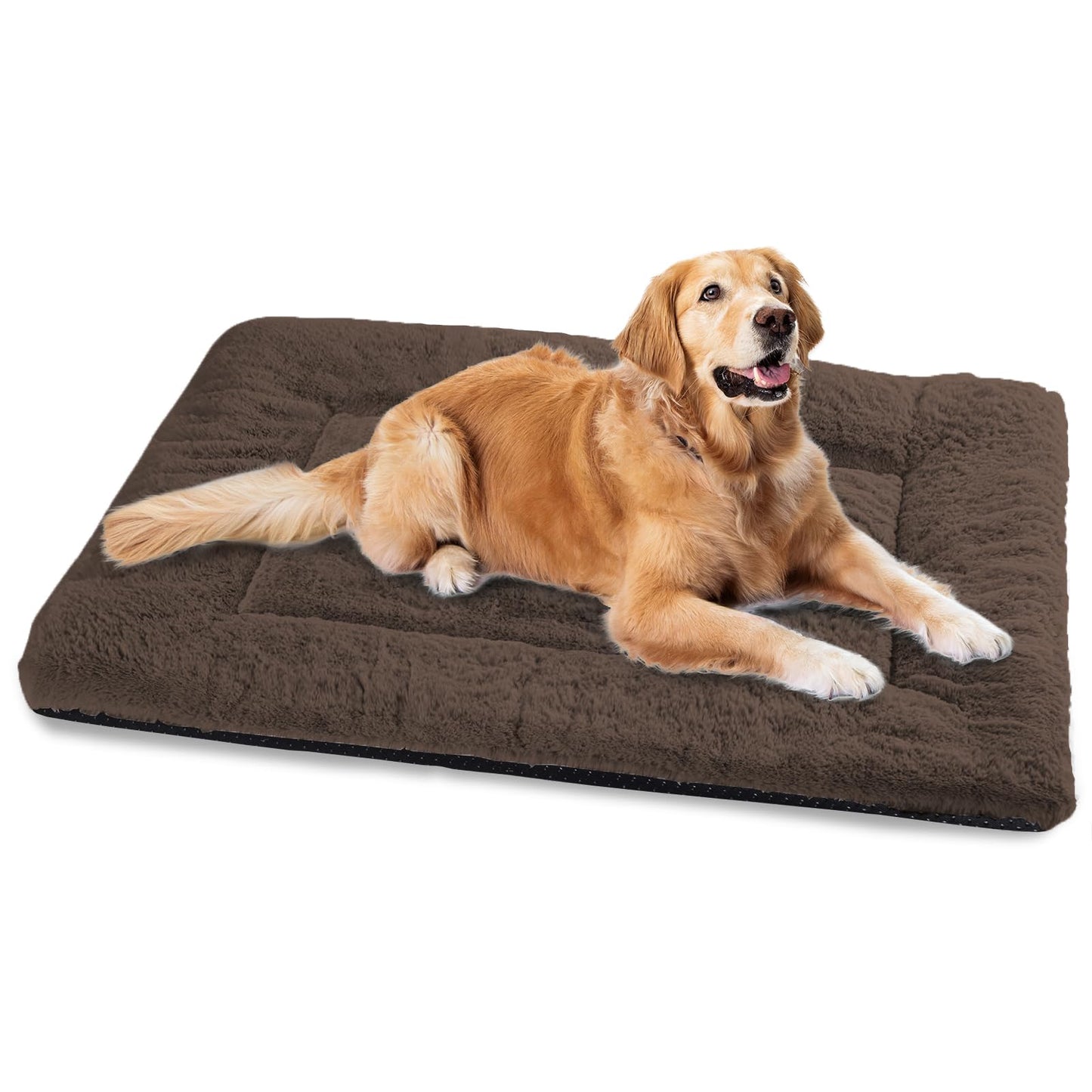 Baodan Washable Dog Bed for Medium Large Dogs Cats, Soft Dog Crate Mattress Mat, Fluffy Comfortable Pet Beds Pad Cushion- XL 106x71 cm, Grey