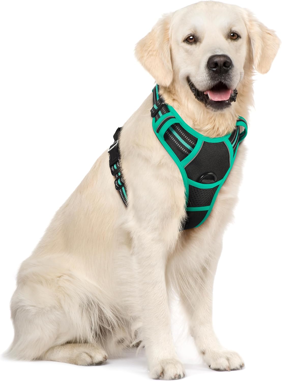 rabbitgoo Dog Harness Large Dog No Pull Pet Harness with 2 Leash Clips, Adjustable Soft Padded Pet Vest, Reflective No-Choke with Easy Control Handle for Training or Walking, Red, L - Comfort Style