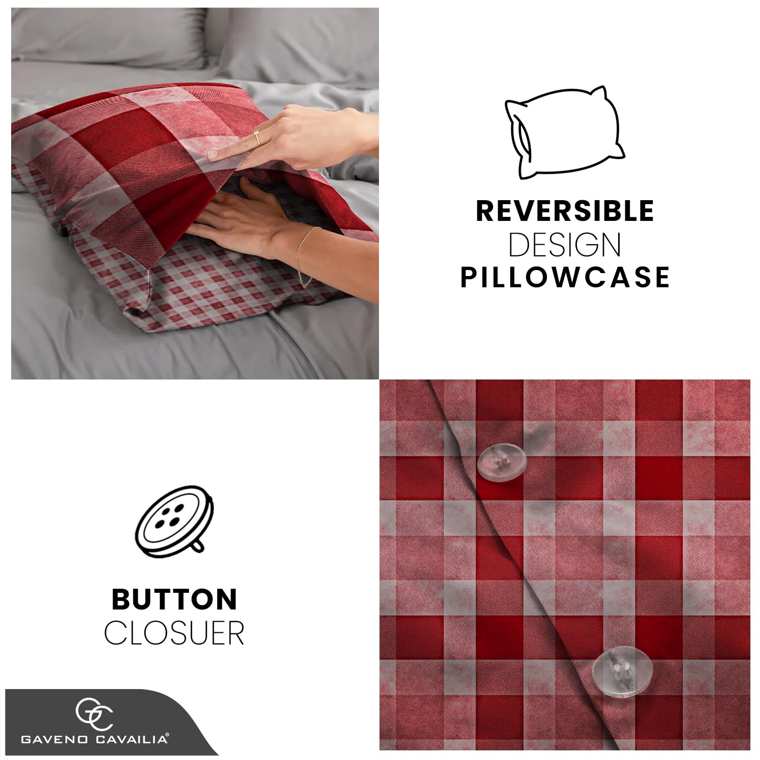 Gaveno Cavailia Luxury DENIM CHECK Bed Set with Duvet Cover and Pillow Cases, Polyester-Cotton - Comfort Style