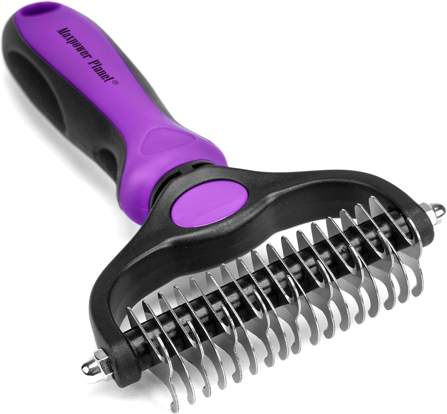 Maxpower Planet Dog Brush - Reduce Shedding by 95% - Double Sided Deshedding Dematting Tool - Undercoat Rake Dog, Cat Brush - Dog Brushes Shedding Hair - Dog Grooming Brush - Cat Grooming Brush, Blue - Comfort Style