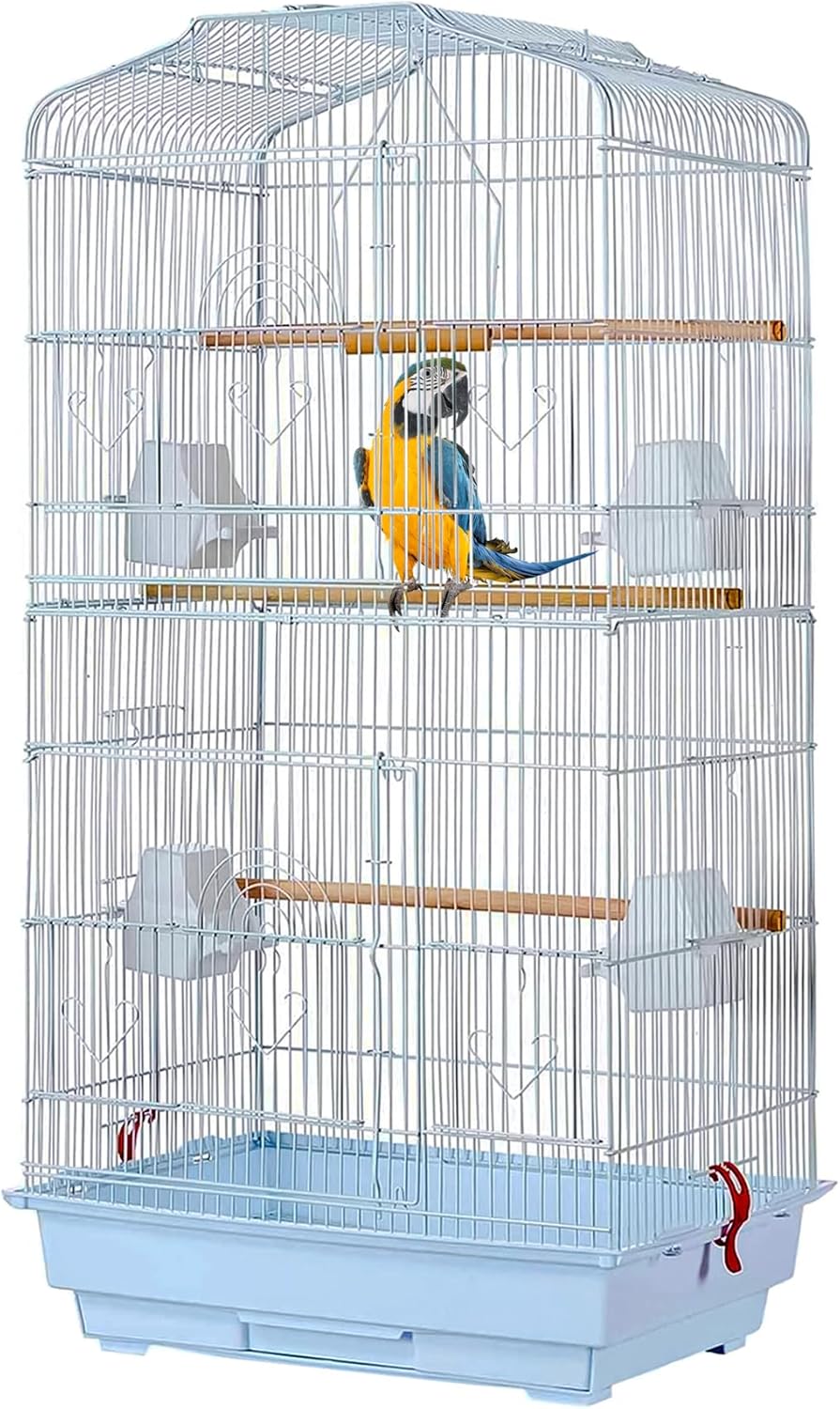 Large Metal Bird Cage for Budgie Parakeet Canary Cockatiel Finch or Lovebird by Crystals® (Black) - Comfort Style