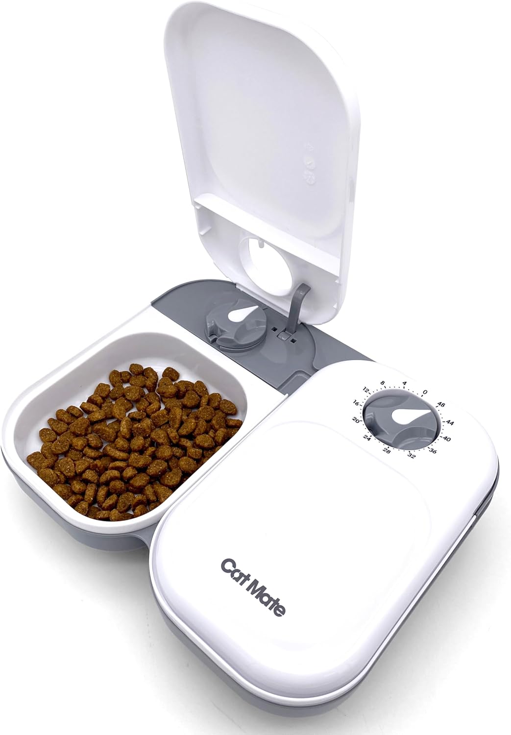Cat Mate C200 2 Meal Automatic Pet Feeder with Timer and Ice Pack For Cats And Small Dogs, For use with Wet and Dry Food - White - Comfort Style