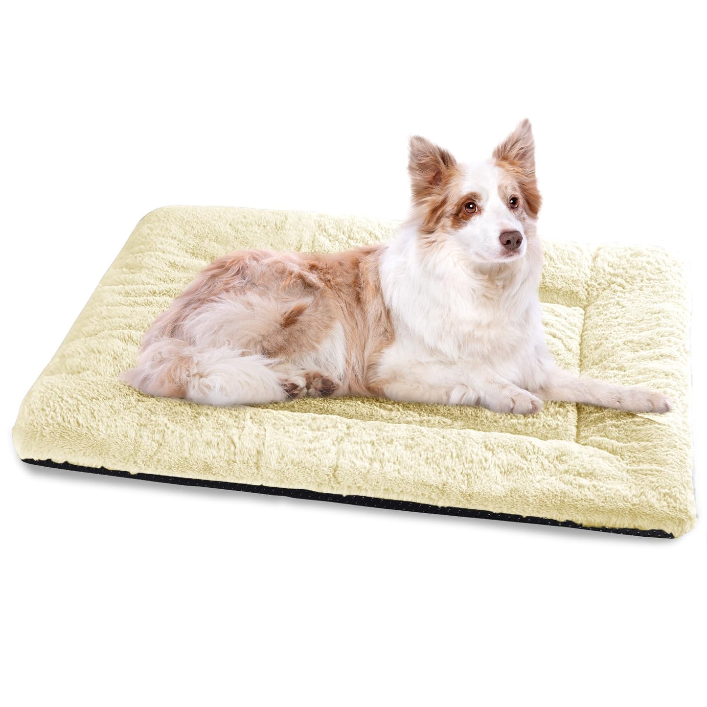 Baodan Washable Dog Bed for Medium Large Dogs Cats, Soft Dog Crate Mattress Mat, Fluffy Comfortable Pet Beds Pad Cushion- XL 106x71 cm, Grey