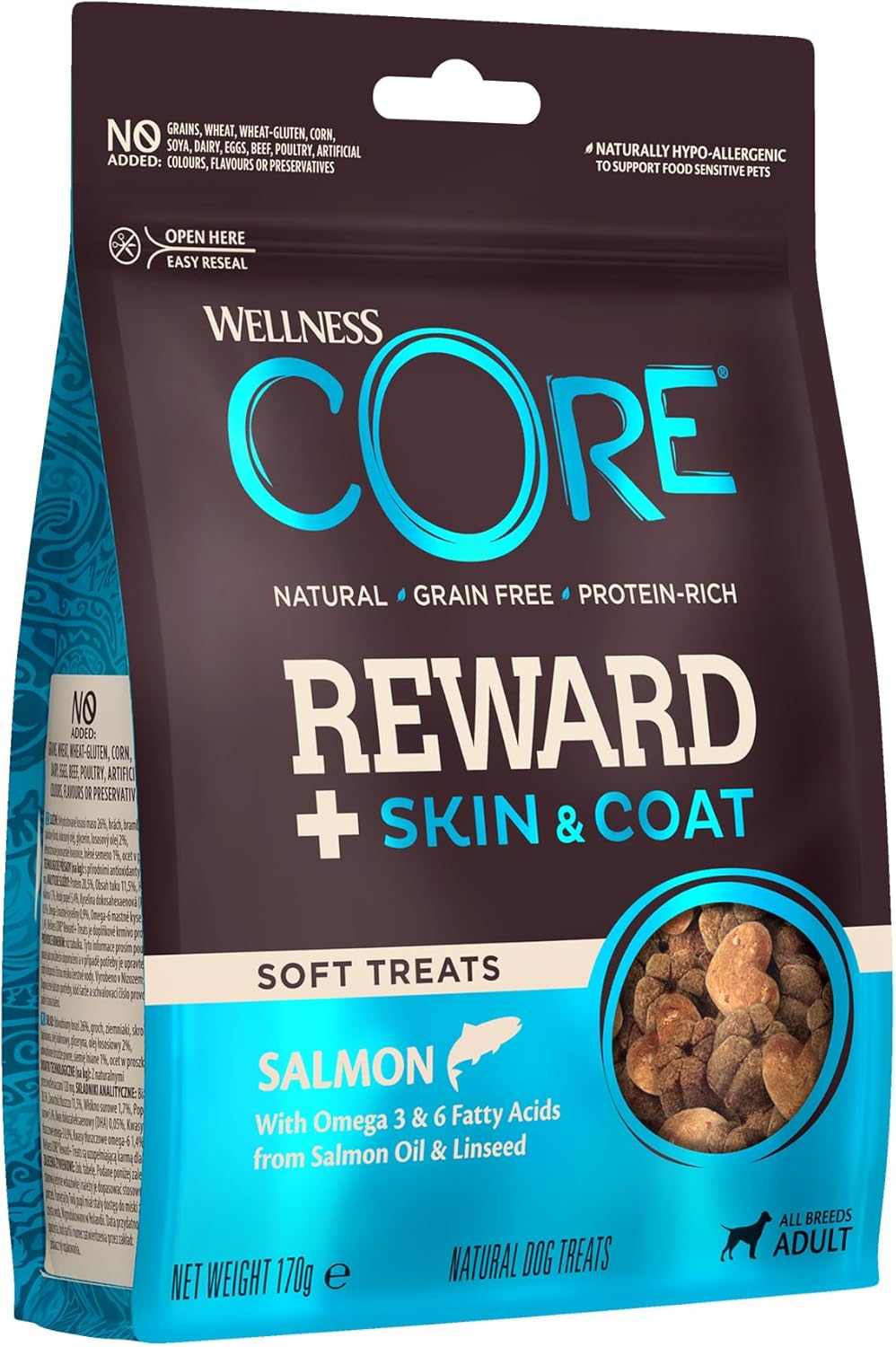 Wellness CORE Reward+ Digestion, 170g, Krill, Soft Dog Treats for All Dog Breeds, All-Natural, Grain-Free, High Meat Content, Protein-Rich, Supports Healthy Digestion - Comfort Style