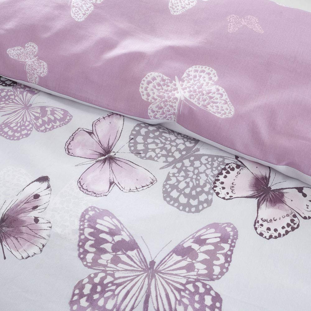 Catherine Lansfield Bedding Scatter Butterfly Duvet Cover Set with Pillowcases Heather - Comfort Style