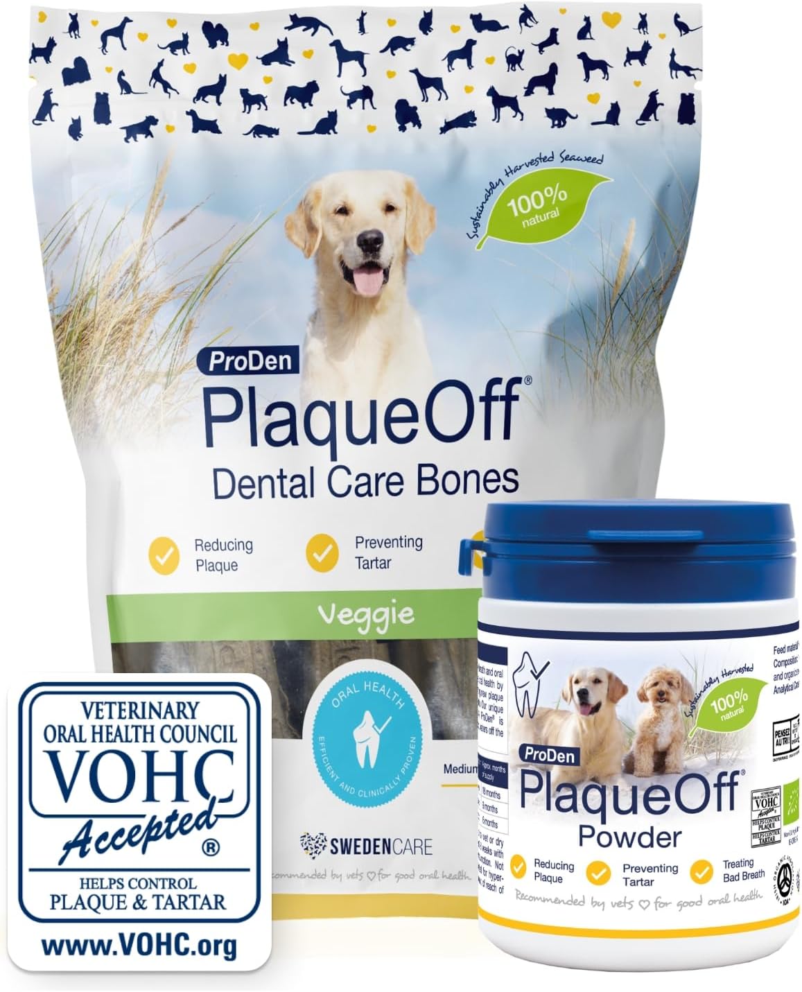 ProDen PlaqueOff Powder for Dogs & Cats, Tartar & Bad Breath Remover 100% Natural Teeth Cleaner and Plaque Remover 60 g - Comfort Style
