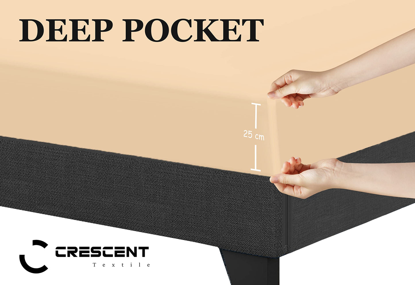 200 Thread Count Hotel Quality Bedding 100% Pure Egyptian Cotton Fitted Sheet - Stretches Up To 25cm Deep