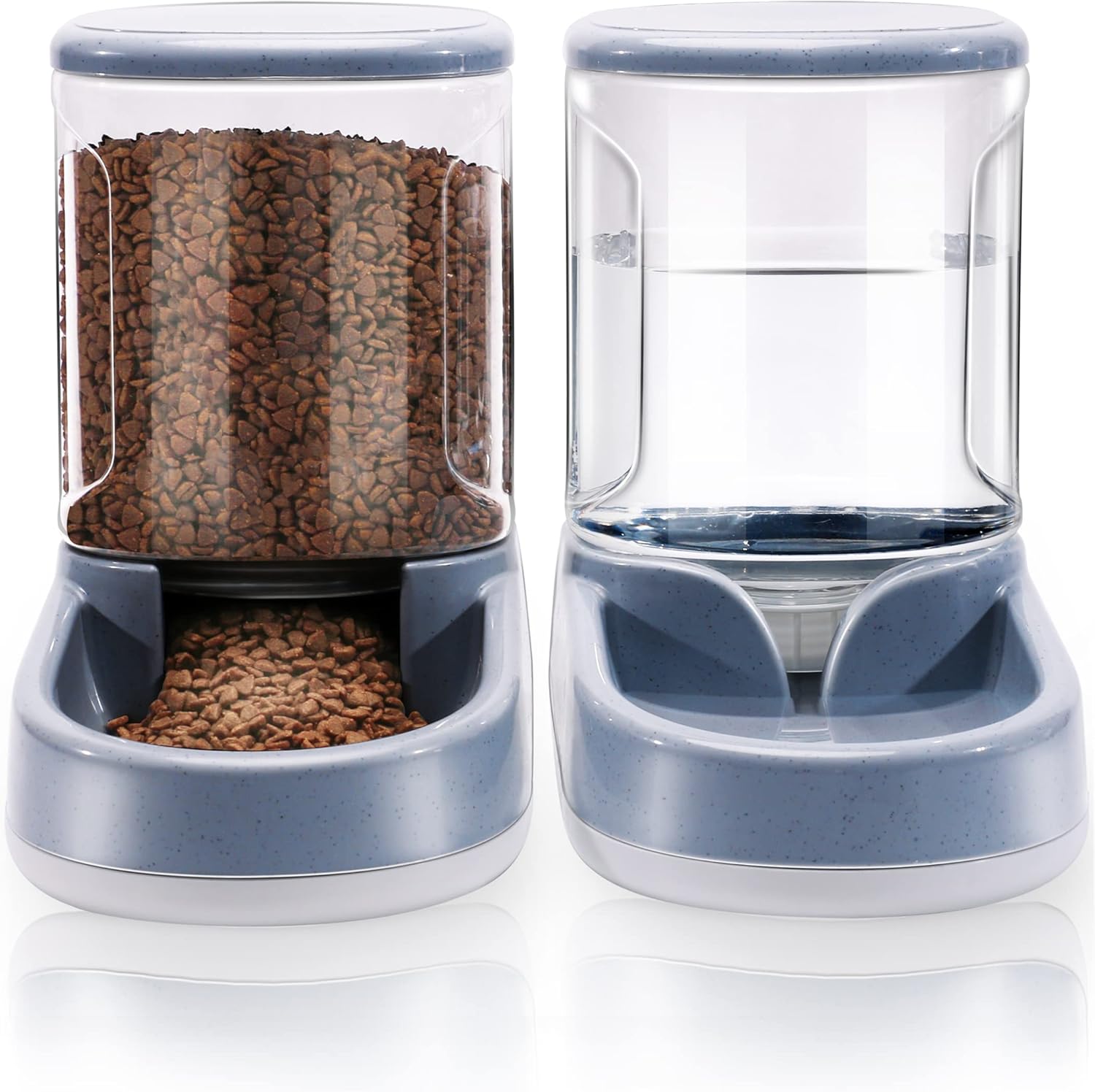 Lucky-M Pets Automatic Feeder and Waterer Set,Dogs Cats Food Feeder and Water Dispenser 3.8L,2 in 1 Cat Food Water Dispensers for Small Medium Big Pets - Comfort Style