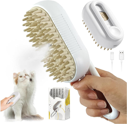 Steamy Cat Brush, 3 in1 Cat Steamy Brush Cat Steam Brush Rechargeable Steam Brush Self Cleaning Steam Cat Brush for Massage Multifunctional Cat Grooming Brush Cat And Dog Pet Hair Removal Comb (A) - Comfort Style