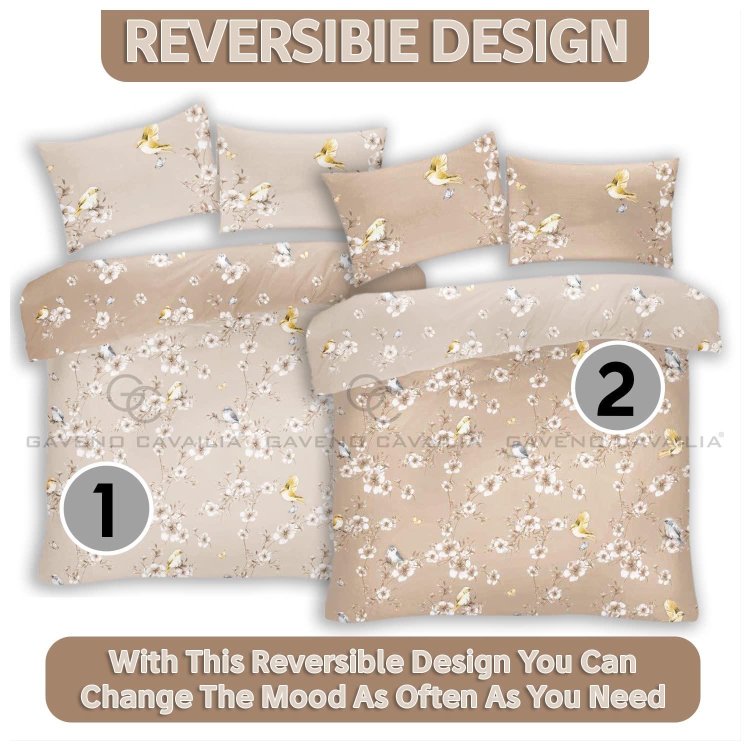 GC GAVENO CAVAILIA Duvet Cover With Pillow Cases - Polycotton Quilt Cover - Bedding Set - Comfort Style