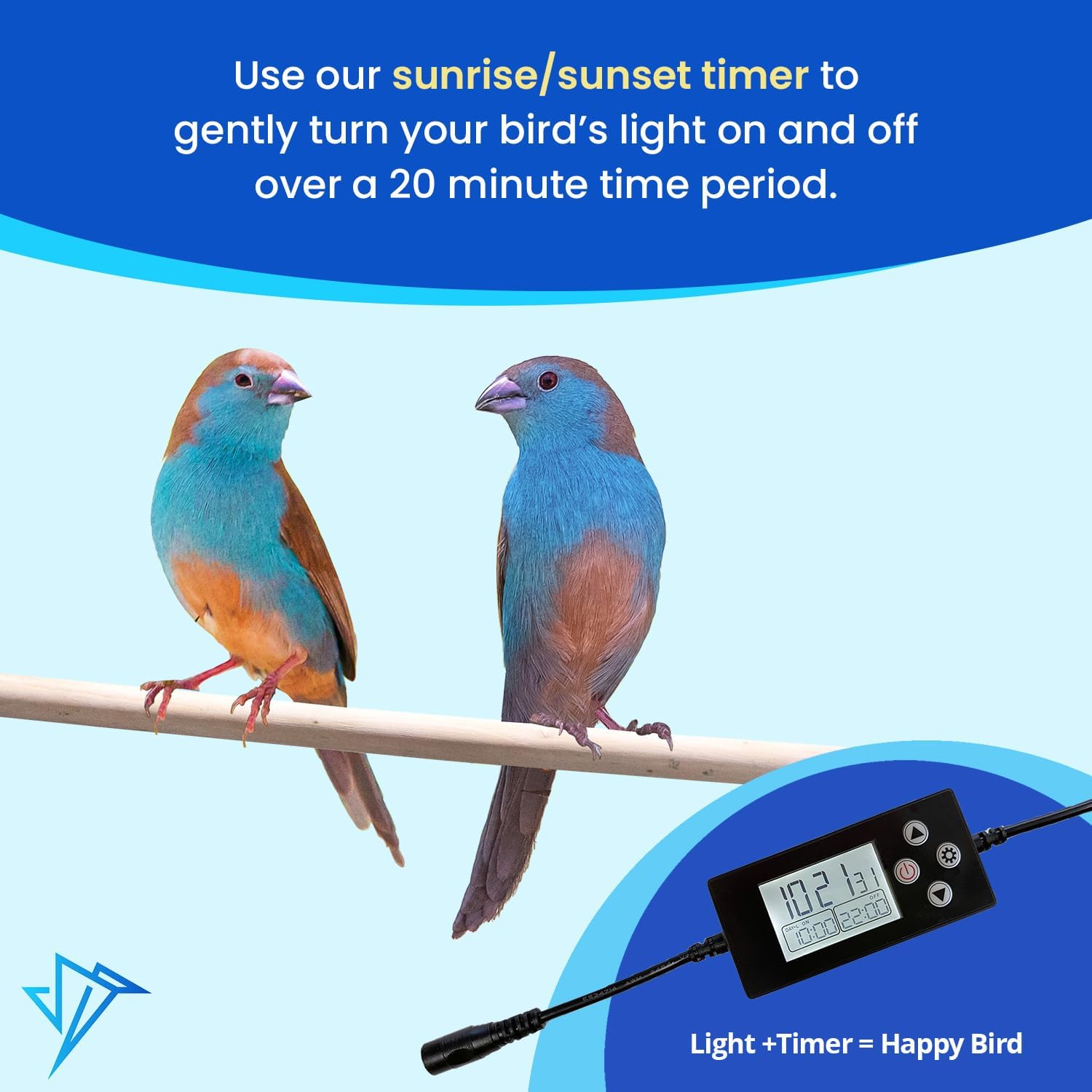 HappyBird Lighting Company - Bird Cage Light for Songbirds - Full Spectrum LED Pet Lamp - Simulates Natural Environment (46 cm Songbird Light) - Comfort Style