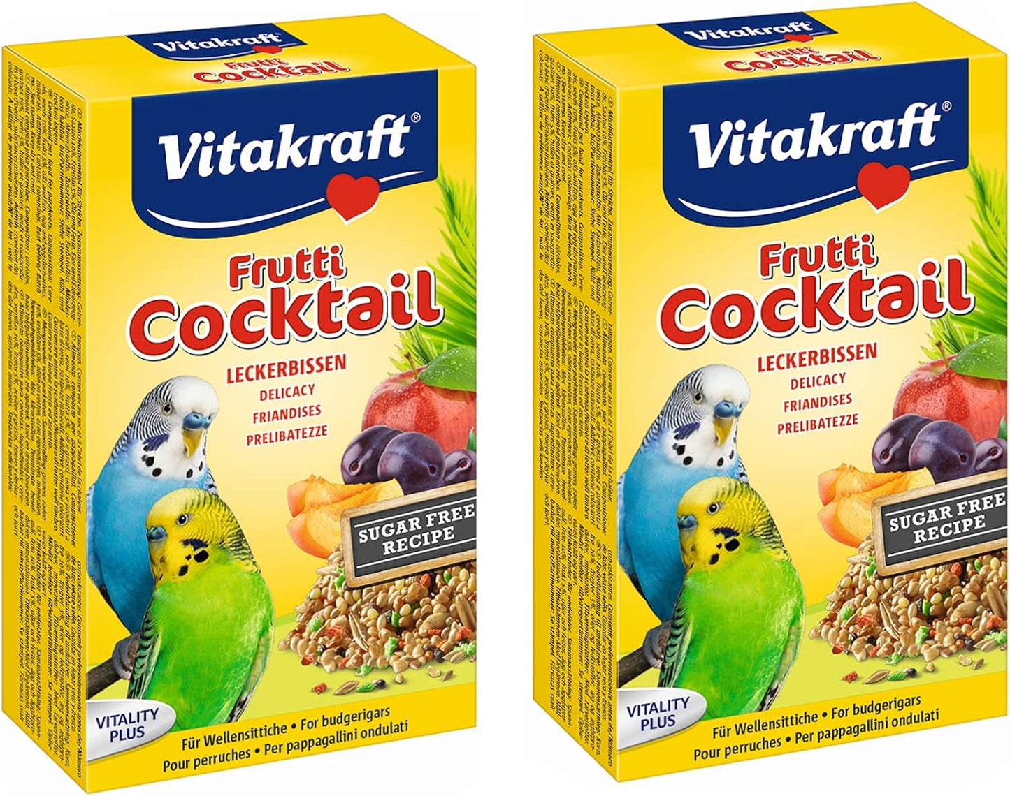 2 PACK VITAKRAFT BUDGIE FRUIT COCKTAIL FOOD SEED MIX EXTRA VITAMINS & MINERALS 200G