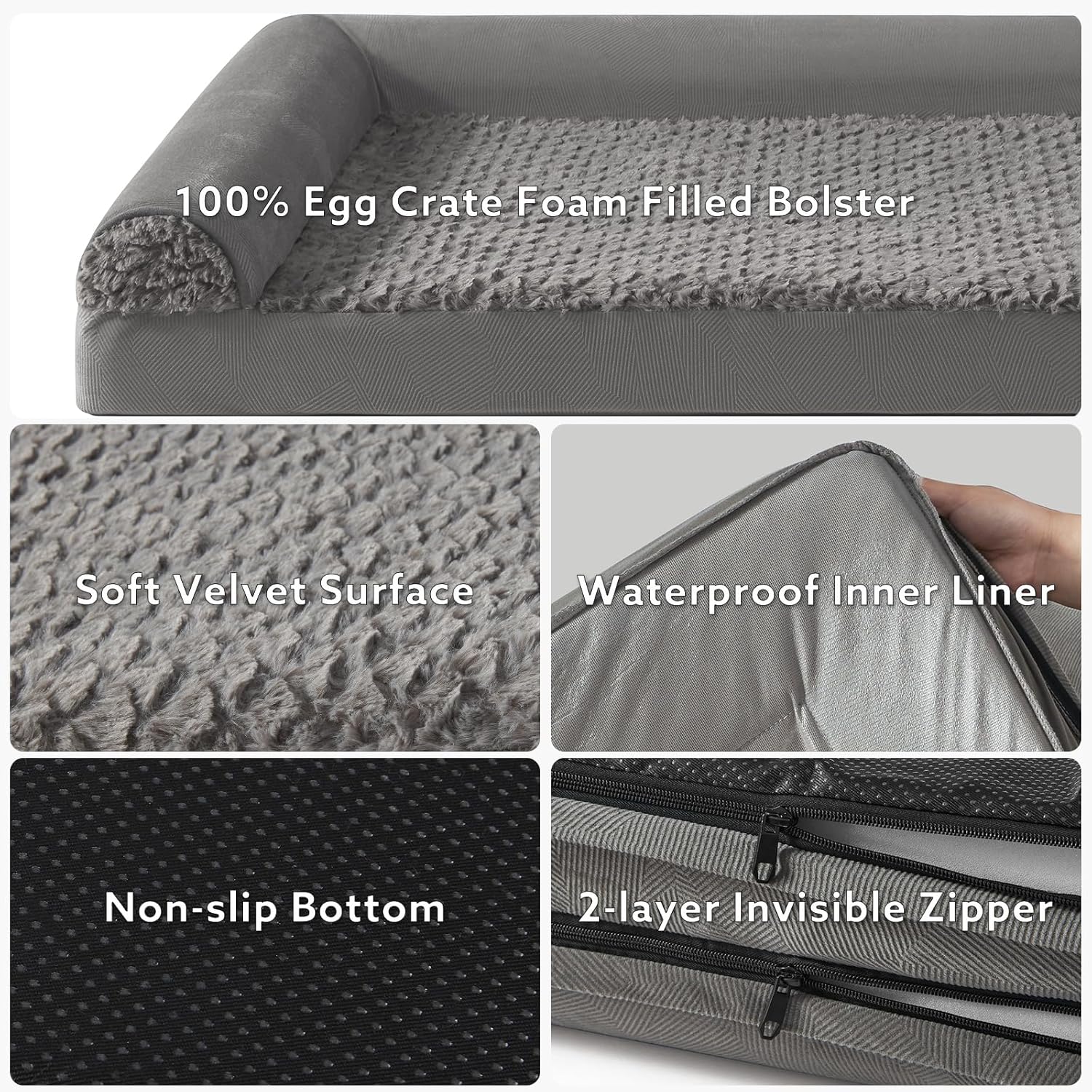 FURTIME Large Dog Bed(89 x 64cm), Orthopedic Memory Foam Dog Beds Sofa with Removable Flannel Cover, Washable Pet Bed, Good for Doberman Pinscher, Sheltie, Border Collie, Australian Herding Dog - Comfort Style