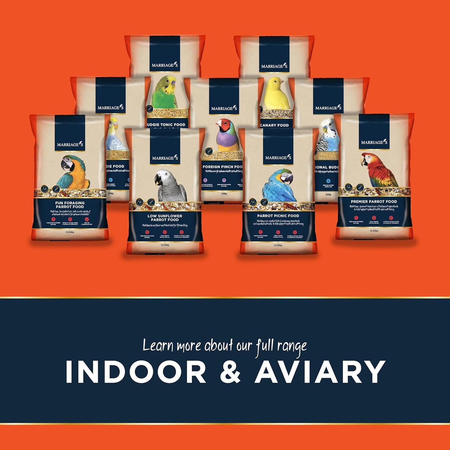 Marriages - Lovebird Food, Cockatiel Seed Mix, Parakeet Bird Seed with Oats, Nyjer Seed and Millet, Wholesome, Packed with Fibre and Protein (3kg)