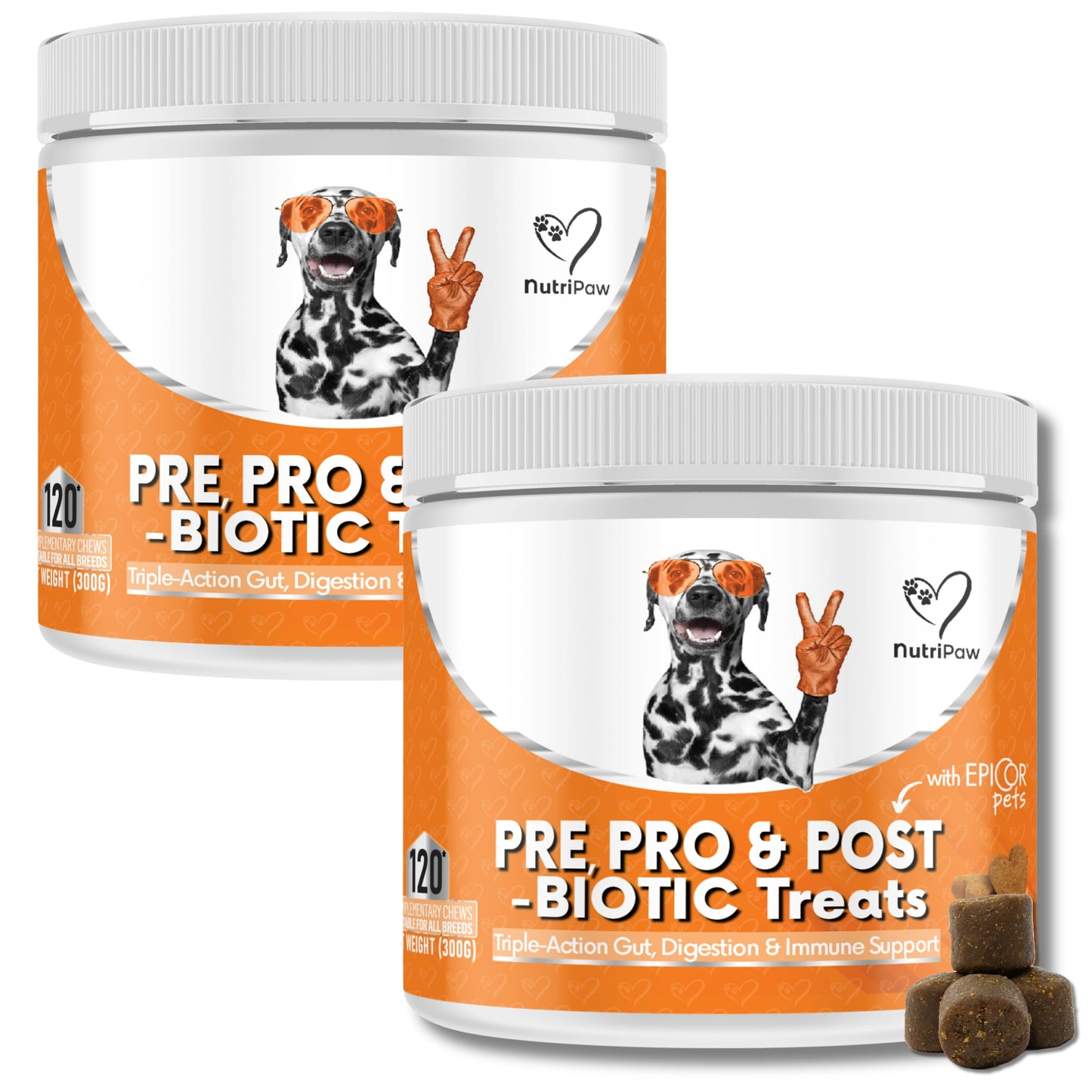 NutriPaw Pre, Pro & Postbiotic Digestive Treats For Dogs - Gut Health, Sensitive Tums, Anal Glands, Scooting, Loose Stools, Smelly, Itchy Ears, Great for all dogs