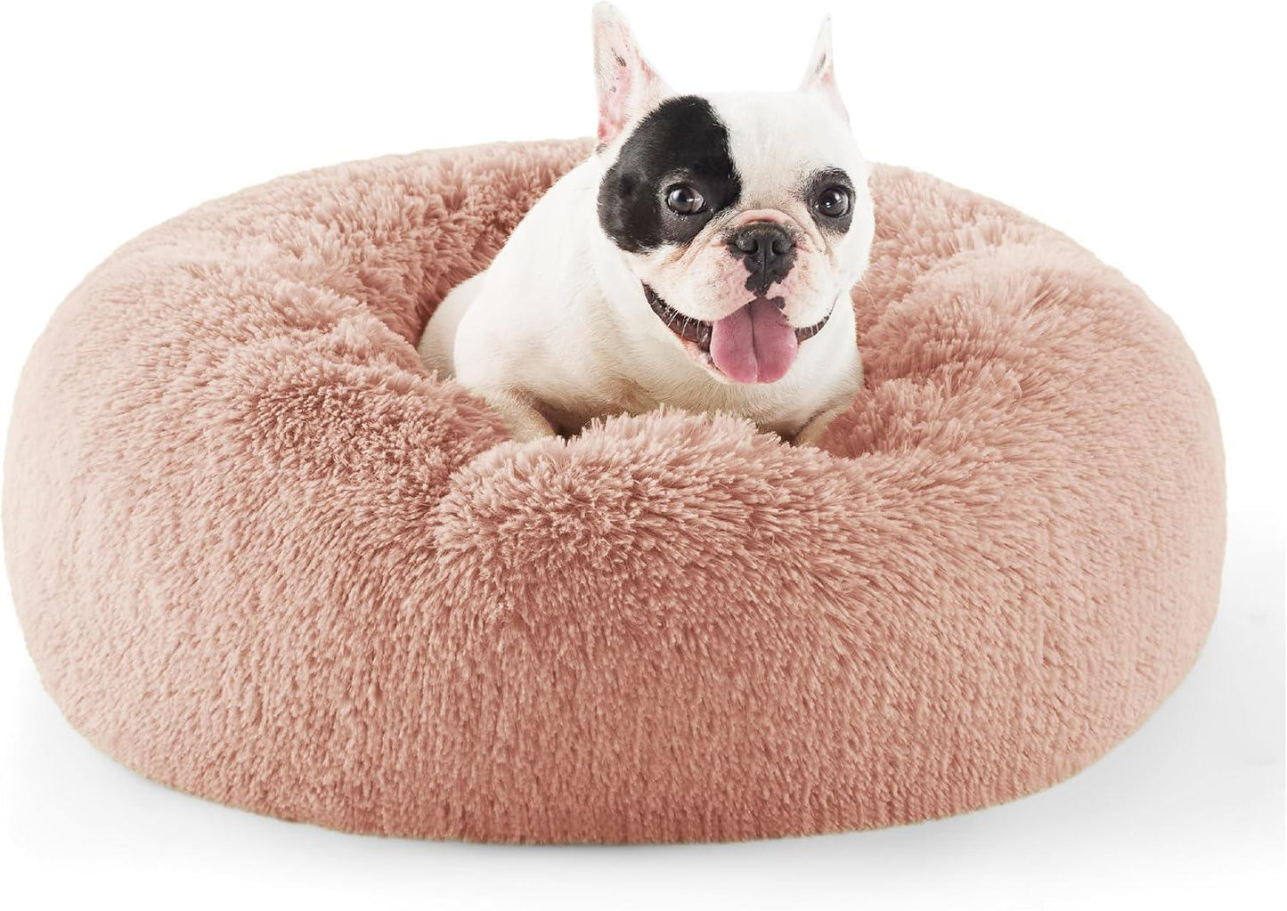 Bedsure Dog Bed Donut Bed - Washable Cat Beds for Indoor Cats Large, Fluffy Calming Kitten Bed for Small Dog and Puppy, Grey, 50x50x16cm - Comfort Style