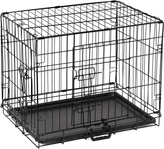 Dog Crate Small Size Dog Puppy Pet Cage with 2 Doors (Front & Side), Dog Crate with Removal Tray,Folding Metal Pet Dog Training Cage Crate for Dogs (Small 24")