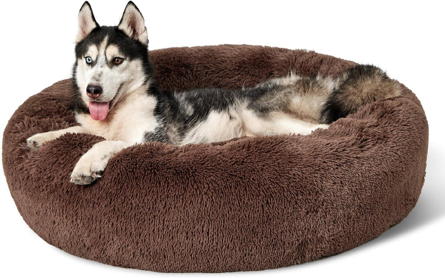 Bedsure Dog Bed Donut Bed - Washable Cat Beds for Indoor Cats Large, Fluffy Calming Kitten Bed for Small Dog and Puppy, Grey, 50x50x16cm - Comfort Style