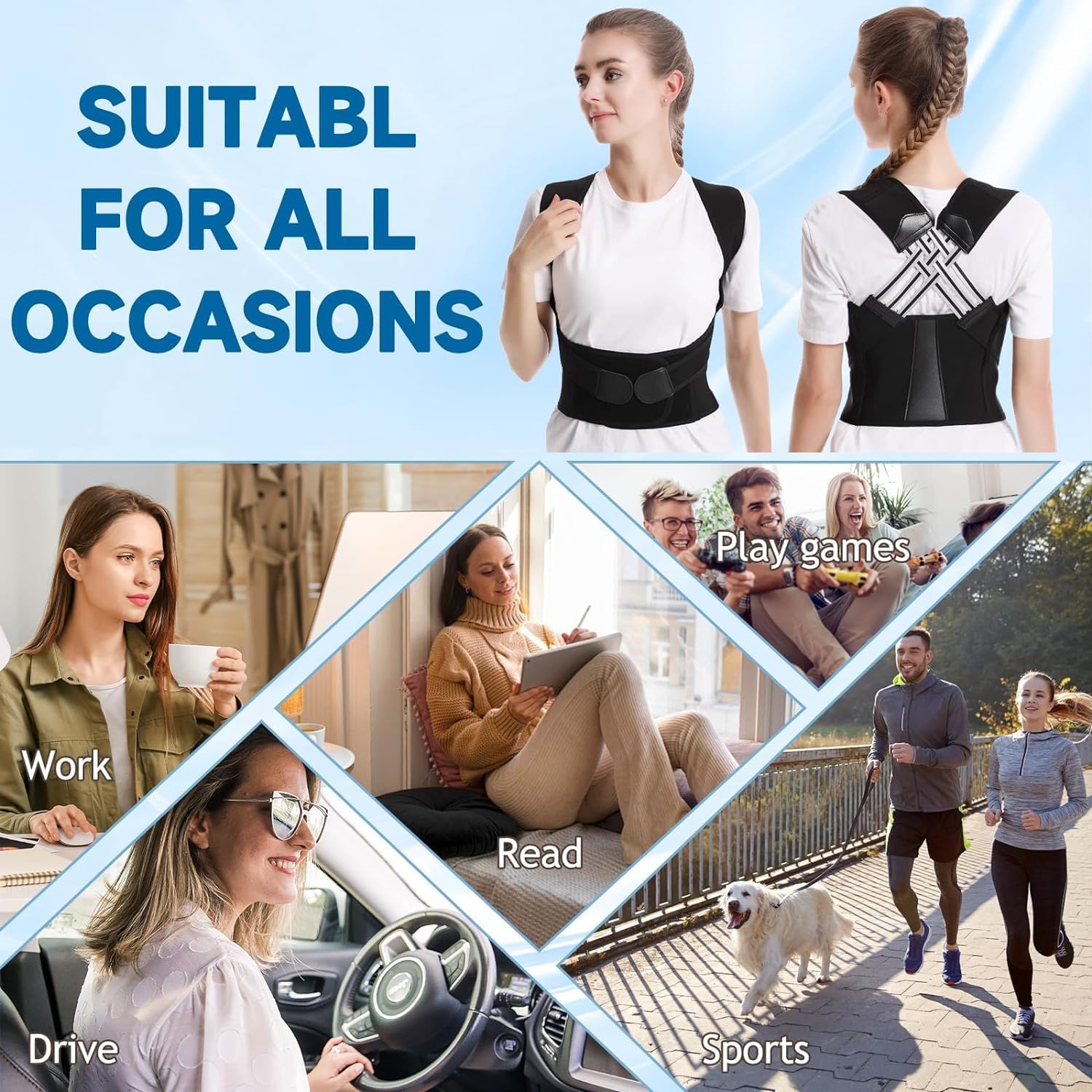 COLEESON Posture Corrector for Men and Women, Comfortable Upper Back Brace, Adjustable Back Straightener Support for Shoulder, Neck and Back - Comfort Style