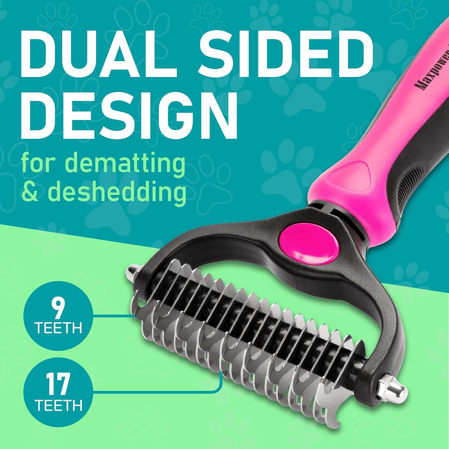 Maxpower Planet Dog Brush - Reduce Shedding by 95% - Double Sided Deshedding Dematting Tool - Undercoat Rake Dog, Cat Brush - Dog Brushes Shedding Hair - Dog Grooming Brush - Cat Grooming Brush, Blue - Comfort Style