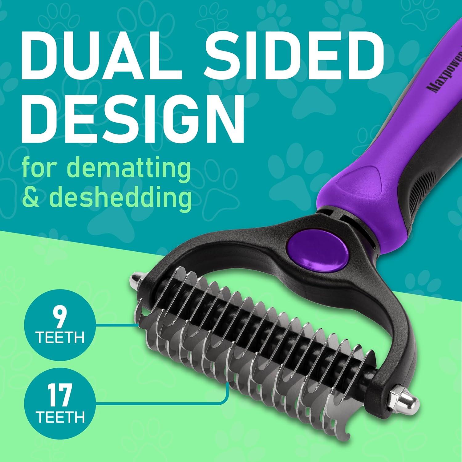 Maxpower Planet Dog Brush - Reduce Shedding by 95% - Double Sided Deshedding Dematting Tool - Undercoat Rake Dog, Cat Brush - Dog Brushes Shedding Hair - Dog Grooming Brush - Cat Grooming Brush, Blue - Comfort Style