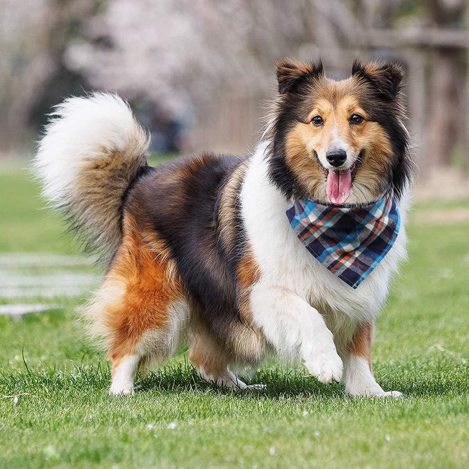 VIPITH, Bandana for Dogs, Pack of 8 Washable Reversible Adjustable Triangle Bibs for Pets and Cats (Random Color)