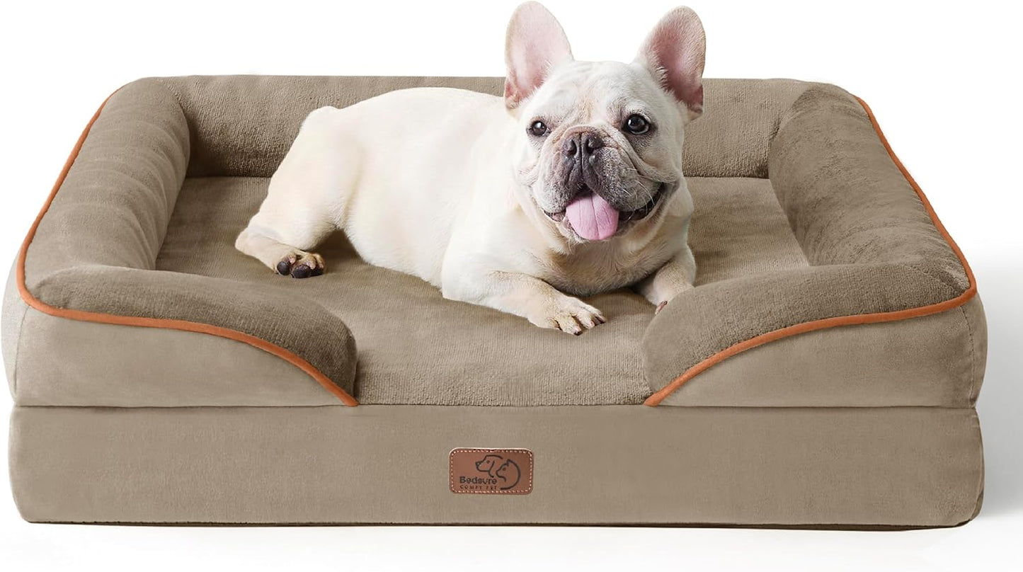 Bedsure Dog Sofa Bed Extra Large - Washable Orthopedic Dog Beds and Couch with Removable Flannel Zipper Cover, XL Waterproof Human Dog Bed for Adults, 106x80x16cm - Comfort Style