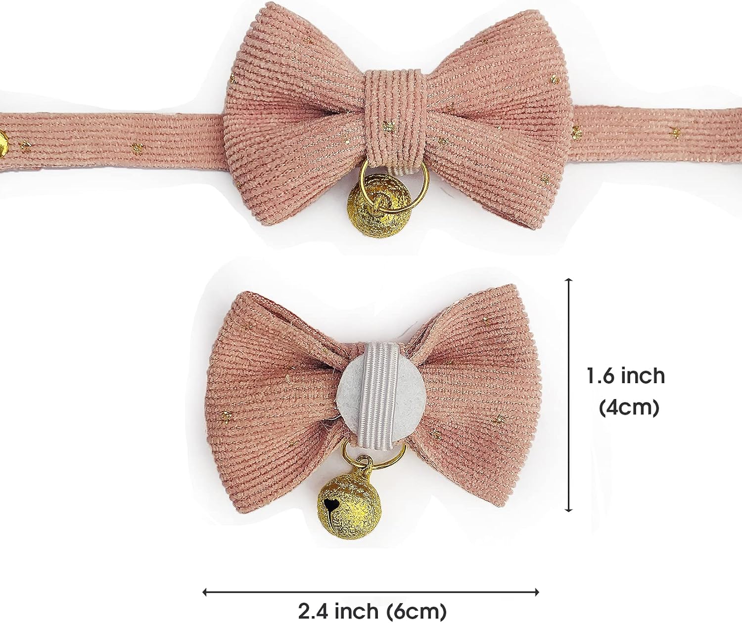 Cognatio Safety Quick Release Cat Collars, Soft Kitten Collars with Detachable Bow Tie and Bell, Pack of 2, Adjustable 20-30 cm (20-30 cm, Green+Pink) - Comfort Style
