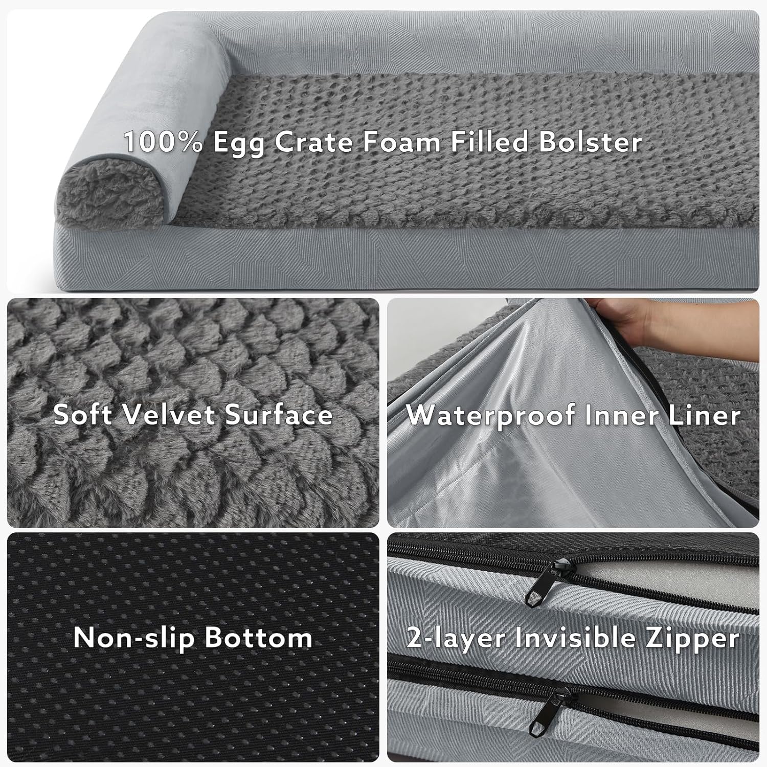 FURTIME Large Dog Bed(89 x 64cm), Orthopedic Memory Foam Dog Beds Sofa with Removable Flannel Cover, Washable Pet Bed, Good for Doberman Pinscher, Sheltie, Border Collie, Australian Herding Dog - Comfort Style