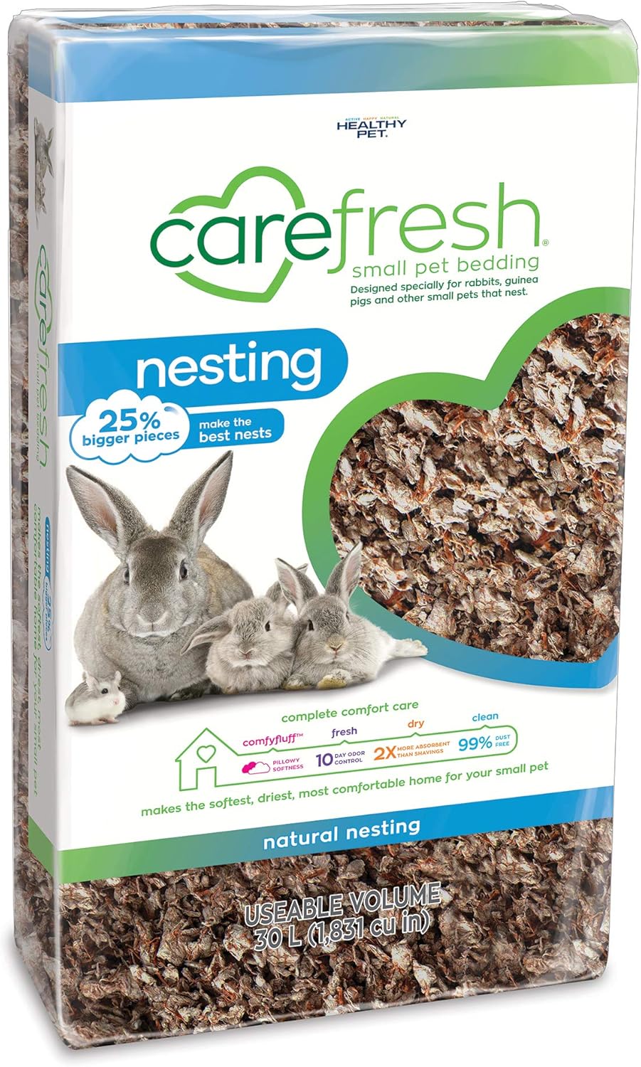 Carefresh Dust-Free Confetti Natural Paper Small Pet Bedding with Odor Control, 10L - Comfort Style
