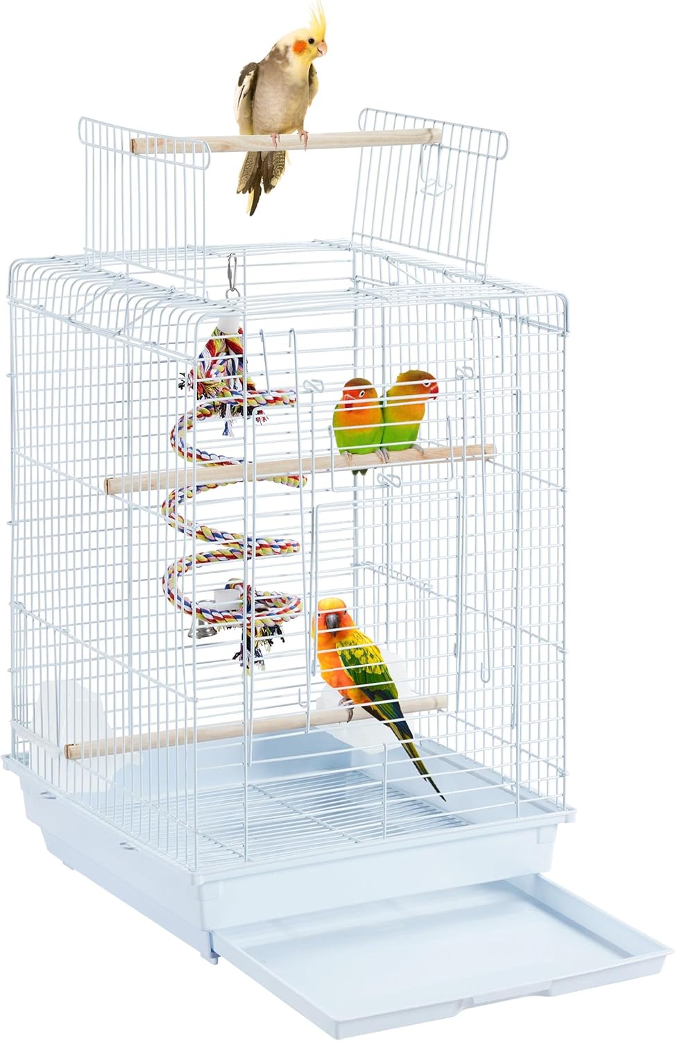 Yaheetech Metal Open Top Bird Cage for Small Parrot Finch Canary Canary Parakeet Cockatiel Travel Cage Black - Comfort Style