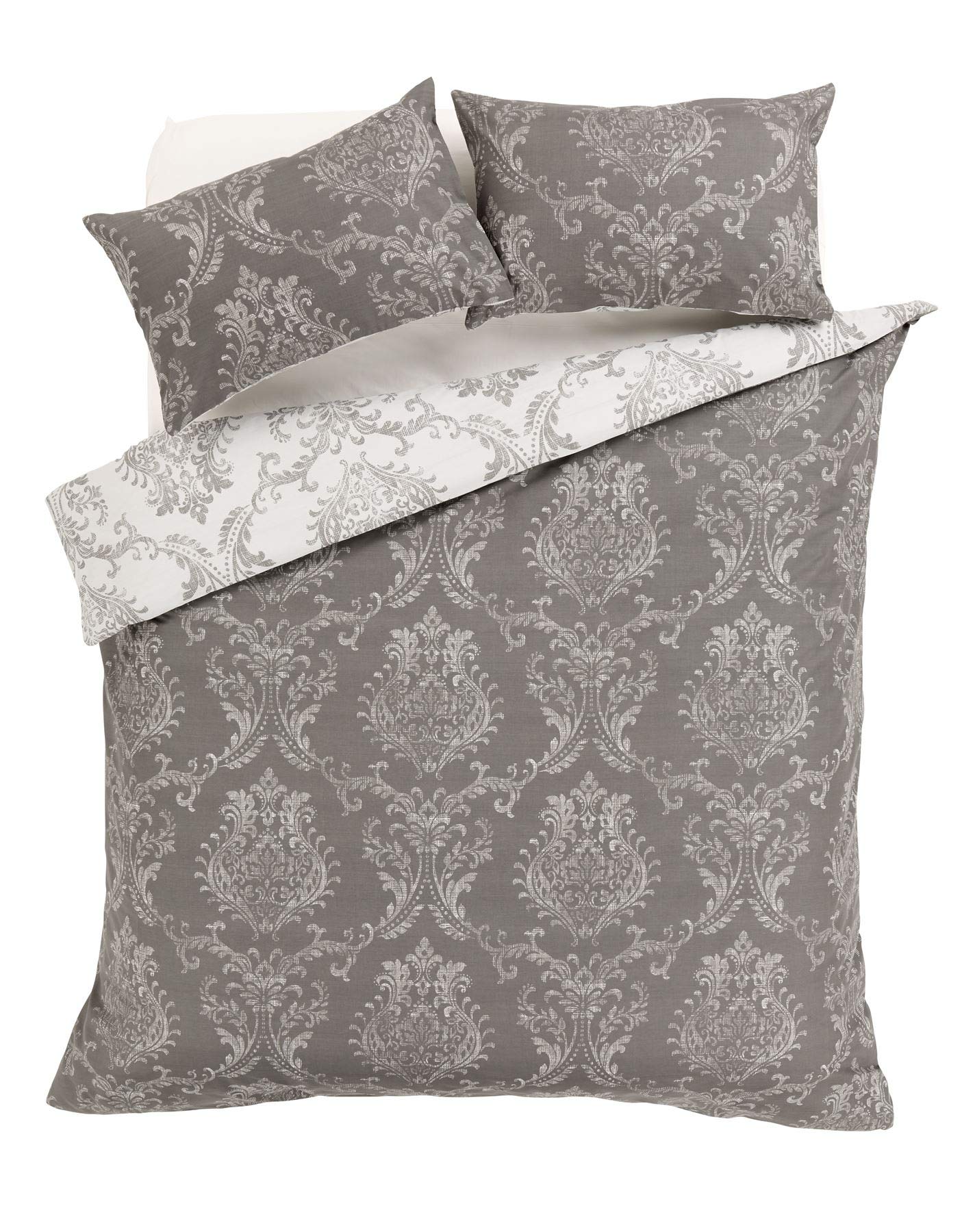 Olivia Rocco Royal Damask Duvet Cover Set Easy Care Quilt Covers With Pillowcases Cotton Rich Reversible Bedding Bed Linen Sets - Comfort Style