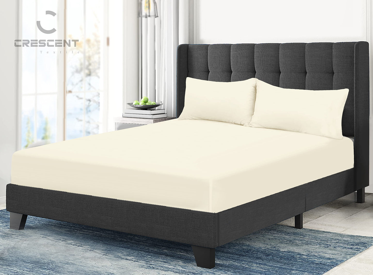 200 Thread Count Hotel Quality Bedding 100% Pure Egyptian Cotton Fitted Sheet - Stretches Up To 25cm Deep
