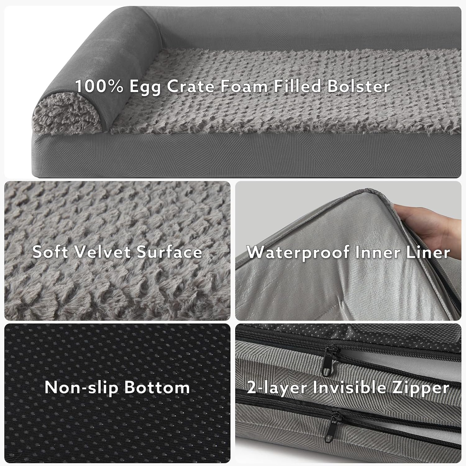 FURTIME Large Dog Bed(89 x 64cm), Orthopedic Memory Foam Dog Beds Sofa with Removable Flannel Cover, Washable Pet Bed, Good for Doberman Pinscher, Sheltie, Border Collie, Australian Herding Dog - Comfort Style