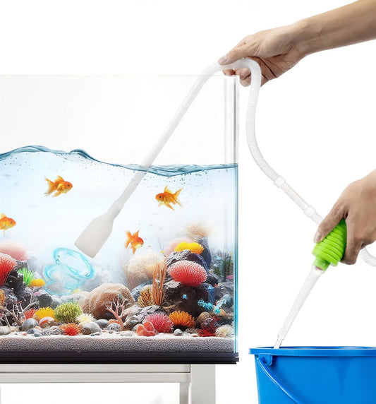 Luigi's Syphon Fish Tank Cleaner for Aquarium - Filtered Hand Vacuum Syphon Pump - 3-in-1 Water Changer and Gravel Washer for Fish Tank - Fish Tank Cleaning Kit - Comfort Style