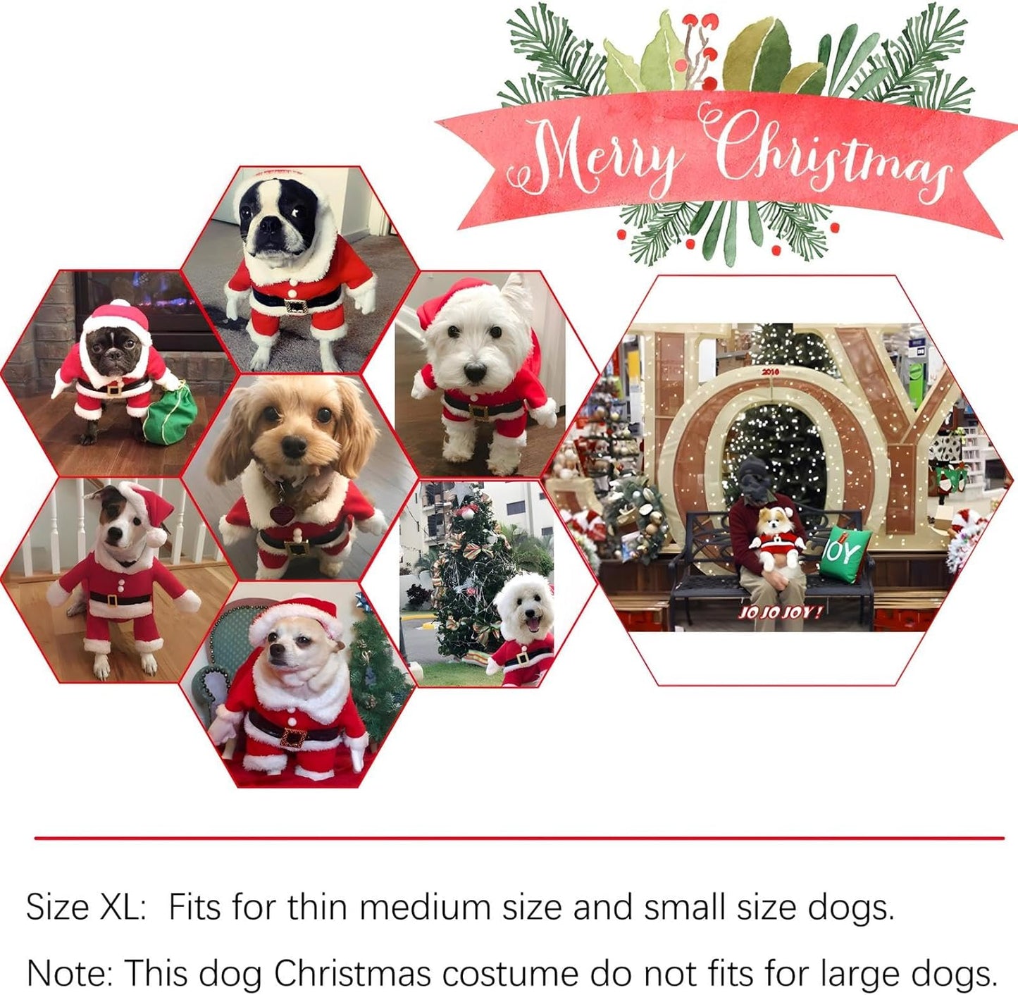 Christmas Dress Santa Claus Dogs Cats Pet Jacket Coat Costume Outfit Clothes