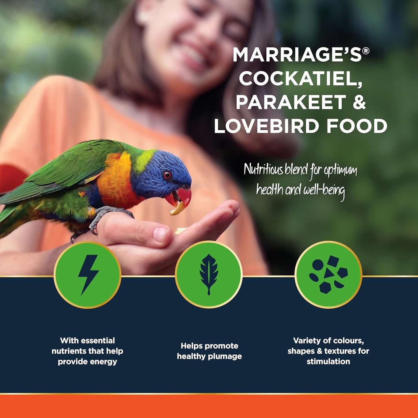 Marriages - Lovebird Food, Cockatiel Seed Mix, Parakeet Bird Seed with Oats, Nyjer Seed and Millet, Wholesome, Packed with Fibre and Protein (3kg)
