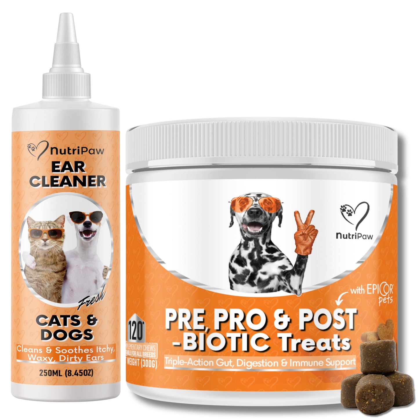 NutriPaw Pre, Pro & Postbiotic Digestive Treats For Dogs - Gut Health, Sensitive Tums, Anal Glands, Scooting, Loose Stools, Smelly, Itchy Ears, Great for all dogs