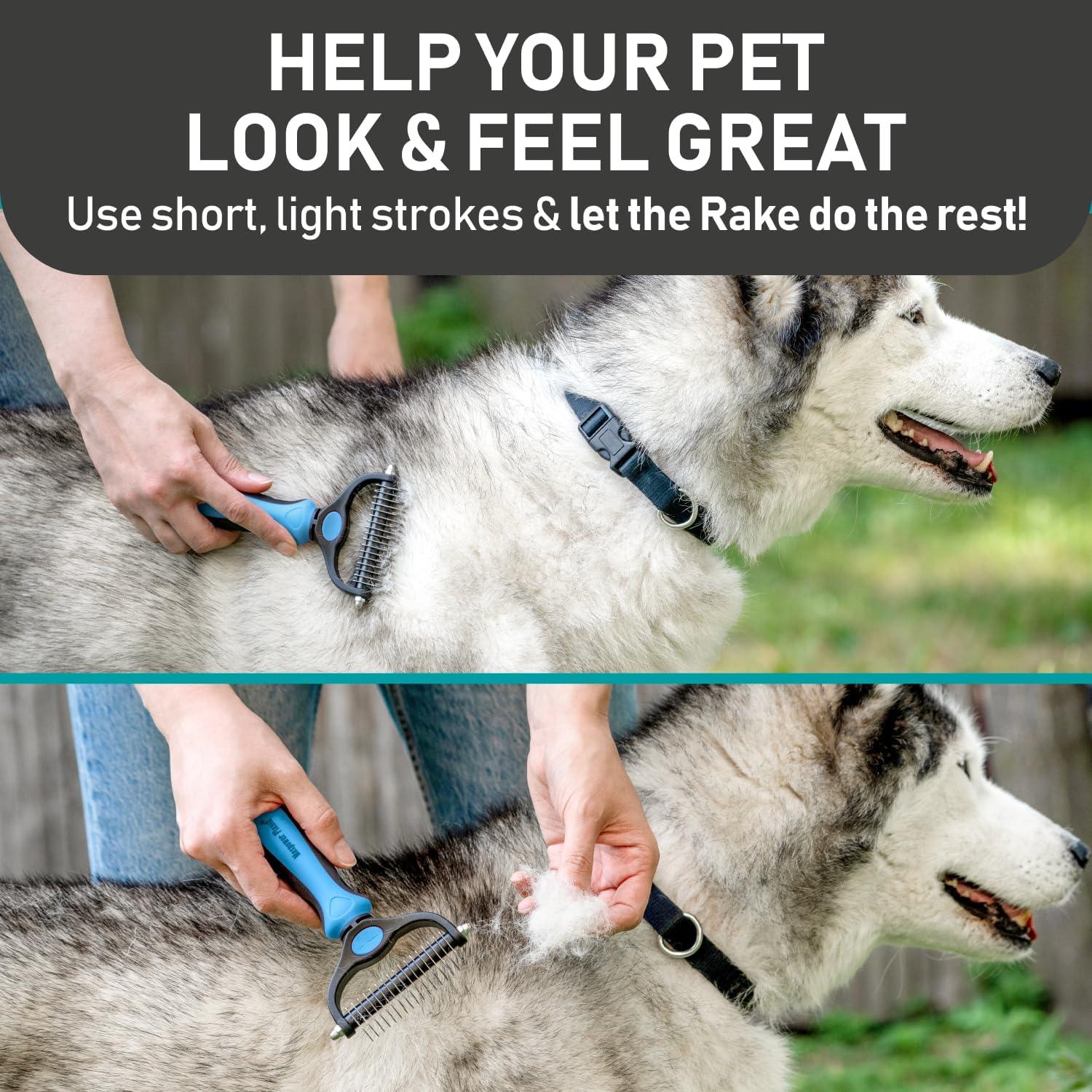 Maxpower Planet Dog Brush - Reduce Shedding by 95% - Double Sided Deshedding Dematting Tool - Undercoat Rake Dog, Cat Brush - Dog Brushes Shedding Hair - Dog Grooming Brush - Cat Grooming Brush, Blue - Comfort Style