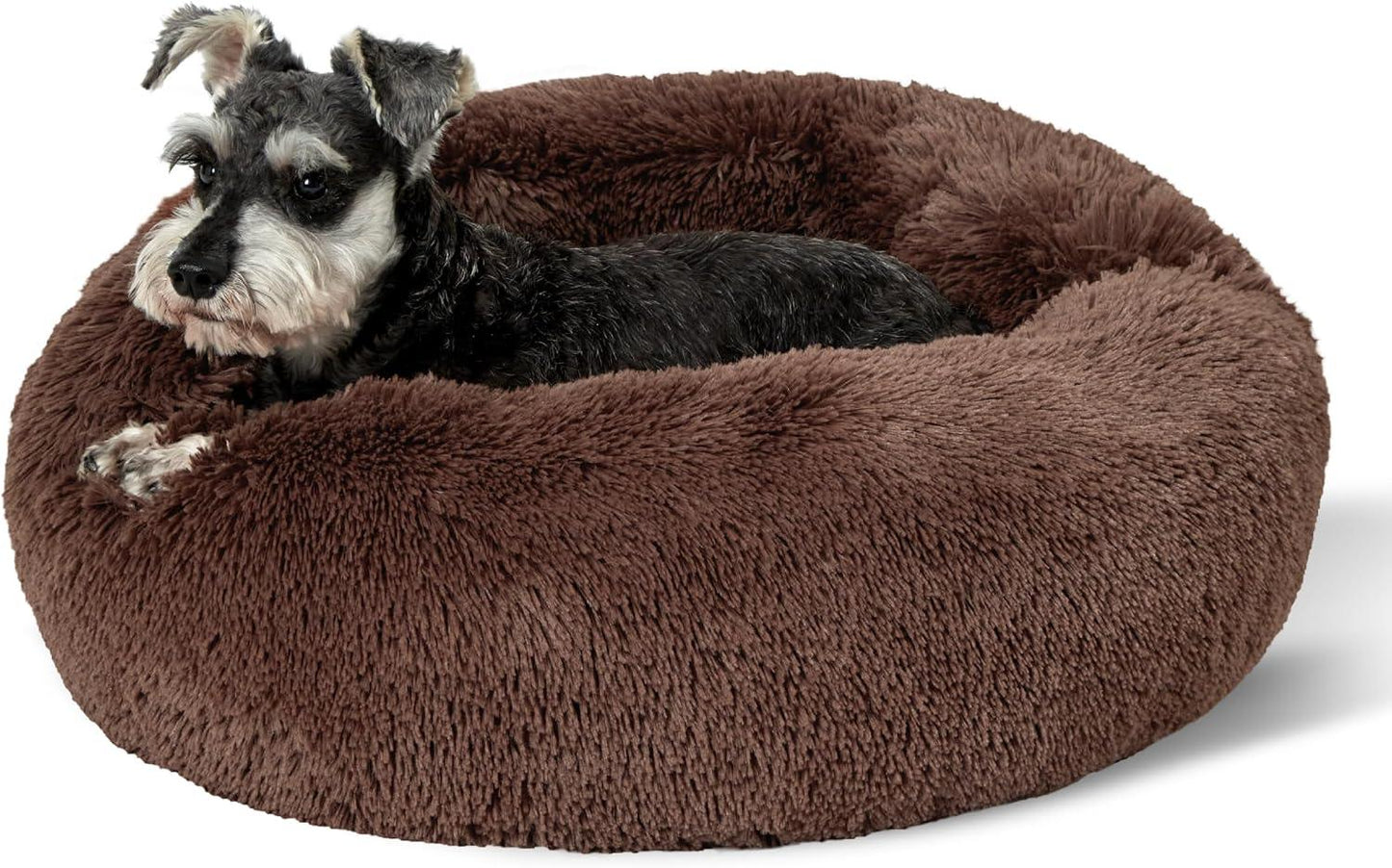 Bedsure Dog Bed Donut Bed - Washable Cat Beds for Indoor Cats Large, Fluffy Calming Kitten Bed for Small Dog and Puppy, Grey, 50x50x16cm - Comfort Style