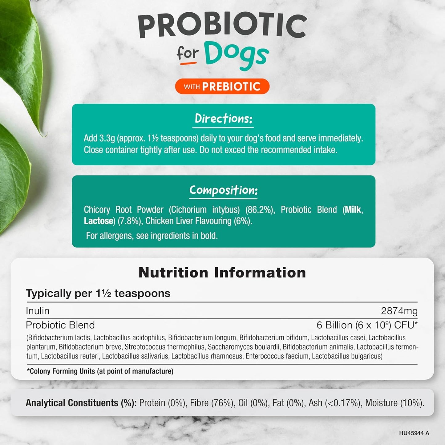 Dog ProBio Powder with Prebiotic for Gut Health | Chicken Liver Flavour | Digestive Health Mix with 6 Billion CFU | 100g | by Horbaach