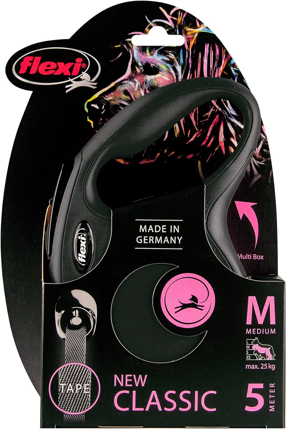 Flexi New Classic Tape Blue Large 8m Retractable Dog Leash/Lead for dogs up to 50kg/110lbs - Comfort Style